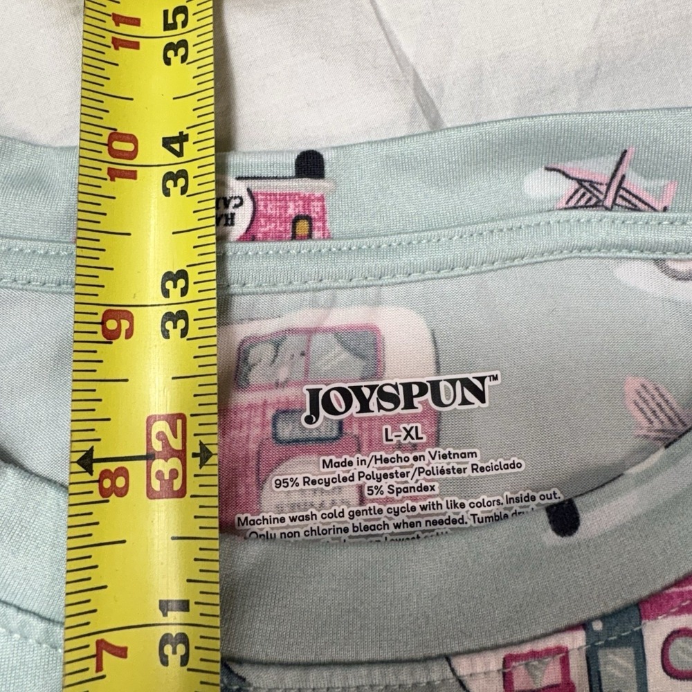Joyspun Nightgown Women Lt Blue Teal & Pink Campers Cozy Knee Length Large-XL - Picture 4 of 6